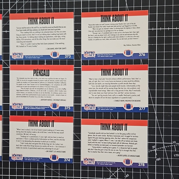 9 card lot of 1991 Pro Set THINK ABOUT IT Series in Near Mint condition! - Picture 5 of 6